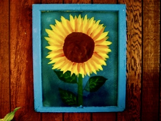 Sunflower Surprise- Repurposed Window